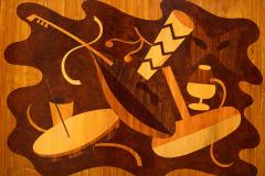 Brazilian Bar in Imbuia Roxinho Pau Marfim with Party Motif Marquetry - 4524962