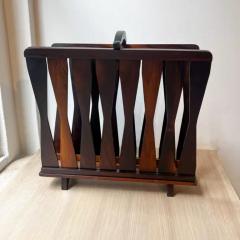 Brazilian Mid Century Magazine Rack in Hardwood Unknown c 1960s - 3737942