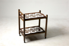 Brazilian Mid Century Modern Tile and Hardwood Tea Cart Brazil 1960s - 1412828