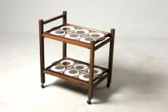 Brazilian Mid Century Modern Tile and Hardwood Tea Cart Brazil 1960s - 1412829