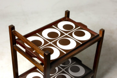 Brazilian Mid Century Modern Tile and Hardwood Tea Cart Brazil 1960s - 1412830