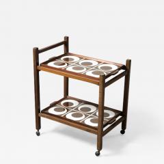 Brazilian Mid Century Modern Tile and Hardwood Tea Cart Brazil 1960s - 1414373