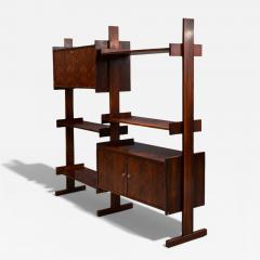 Brazilian Modern Adjustable Bookshelf with Cabinets in Rosewood Brazil 1960s - 4534947