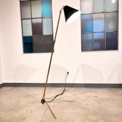 Brazilian Modern Adjustable Floor Lamp in Brass Wood Detail Unknown c 1960 - 3559598