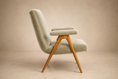 Brazilian Modern Armchair in Sage Greige Mohair and Hardwood Brazil - 4694075
