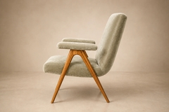 Brazilian Modern Armchair in Sage Greige Mohair and Hardwood Brazil - 4694084