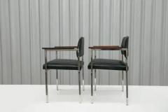 Brazilian Modern Armchairs in Steel Leather Wood Unknown 1960s Brazil - 3594045