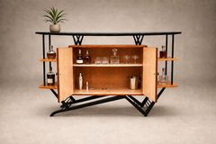 Brazilian Modern Bar in Imbuia Roxinho Pau Marfim with Party Motif Brazil - 4745971