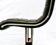 Brazilian Modern Chair Set in Leather Chrome and Hardwood by Braszenski 1970s - 3193705