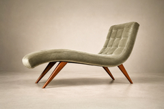 Brazilian Modern Chaise Lounge in Cavi na and Light Aloe Sage Mohair 1950s - 4692473