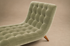 Brazilian Modern Chaise Lounge in Cavi na and Light Aloe Sage Mohair 1950s - 4692480
