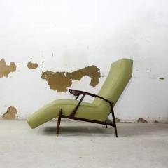 Brazilian Modern Chaise Lounge in Green Leather Hardwood Brass 1960s Brazil - 3186478