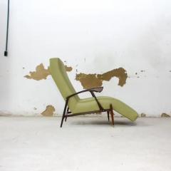 Brazilian Modern Chaise Lounge in Green Leather Hardwood Brass 1960s Brazil - 3186621