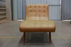 Brazilian Modern Chaise in Hardwood Cream Leatherette Unknown 1950s - 3821276