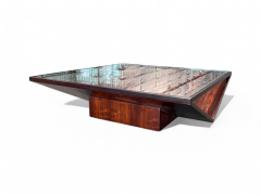 Brazilian Modern Coffee Table in Hardwood Glass Metal Unknown 1960s - 3962019