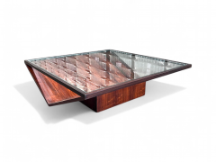 Brazilian Modern Coffee Table in Hardwood Glass Metal Unknown 1960s - 3962023