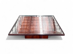 Brazilian Modern Coffee Table in Hardwood Glass Metal Unknown 1960s - 3962025