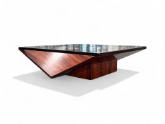 Brazilian Modern Coffee Table in Hardwood Glass Metal Unknown 1960s - 3962051