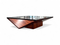 Brazilian Modern Coffee Table in Hardwood Glass Metal Unknown 1960s - 3962059