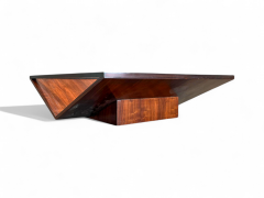 Brazilian Modern Coffee Table in Hardwood Glass Metal Unknown 1960s - 3962075