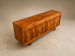 Brazilian Modern Four Door Four Drawer Cavi na Credenza with Drop Front Bar - 4715687