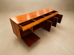 Brazilian Modern Four Door Four Drawer Cavi na Credenza with Drop Front Bar - 4715689
