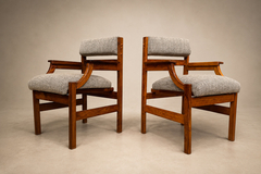 Brazilian Modern Pair of Armchairs in Cavi na Wood Performance Boucle Brazil - 4712570