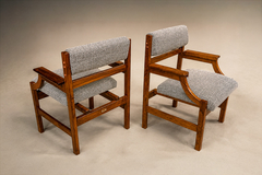 Brazilian Modern Pair of Armchairs in Cavi na Wood Performance Boucle Brazil - 4712572