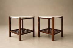 Brazilian Modern Pair of Side Tables in Rosewood Marble Brazil - 4736697