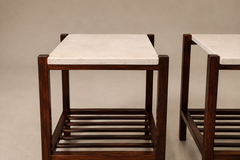 Brazilian Modern Pair of Side Tables in Rosewood Marble Brazil - 4736702