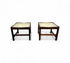 Brazilian Modern Pair of Stools in Rosewood and Cane Unknown 1960s - 4417009