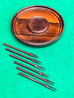 Brazilian Modern Platter with Forks in Brazilian Hardwood 1960s - 3299089