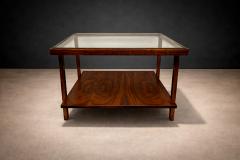 Brazilian Modern Rectangular Side Table in Rosewood Glass Unknown 1960s - 4581200