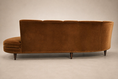 Brazilian Modern Sculptural Curved Sofa in Burnished Tobacco Mohair Brazil - 4707645