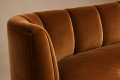 Brazilian Modern Sculptural Curved Sofa in Burnished Tobacco Mohair Brazil - 4707649