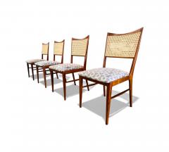 Brazilian Modern Set of 4 Chairs in Harewood fabric Cane Unknown 1960s - 4423633