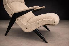 Brazilian Modernist Lounge Chair in Ebony Stained Pau Marfim with Oatmeal Boucl  - 4531095