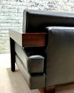 Brazilian Rosewood Sofa Black Leather 1960 - 3399150