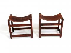 Brazilian Rosewood Stools in Saddle Leather FAI Fatima Arquitetura Interiores - 2674919