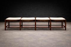 Brazilian Rosewood and Cane Four Seat Bench with Ivory Boucle Cushions - 4526713