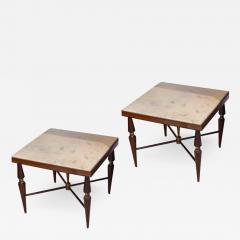 Brazilian pair of solid wood refined side table and brass accent - 2002419