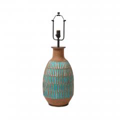 Brent Bennett Brent Bennett Lamp Ceramic Brown Aqua Blue Incised - 4432933