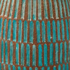 Brent Bennett Brent Bennett Lamp Ceramic Brown Aqua Blue Incised - 4432938