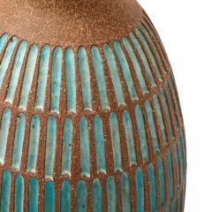 Brent Bennett Brent Bennett Lamp Ceramic Brown Aqua Blue Incised - 4432939