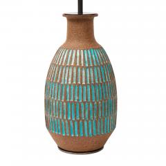 Brent Bennett Brent Bennett Lamp Ceramic Brown Aqua Blue Incised - 4432957