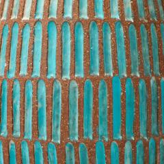 Brent Bennett Brent Bennett Lamp Ceramic Brown Aqua Blue Incised - 4432960