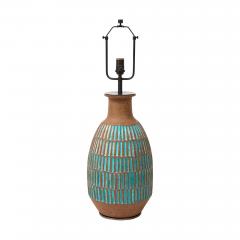 Brent Bennett Brent Bennett Lamp Ceramic Brown Aqua Blue Incised - 4432963