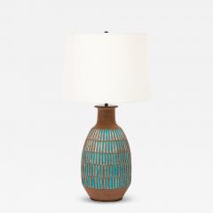 Brent Bennett Brent Bennett Lamp Ceramic Brown Aqua Blue Incised - 4434594