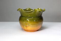Bretby Art Pottery Bretby A Large English Arts Crafts Planter with Green Fading to Yellow Body - 4187710