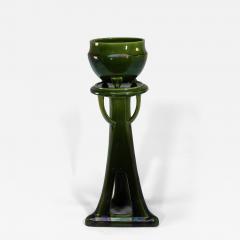 Bretby Art Pottery Bretby An Arts Crafts Green Planter Stand Both Stamped Bretby - 4205660